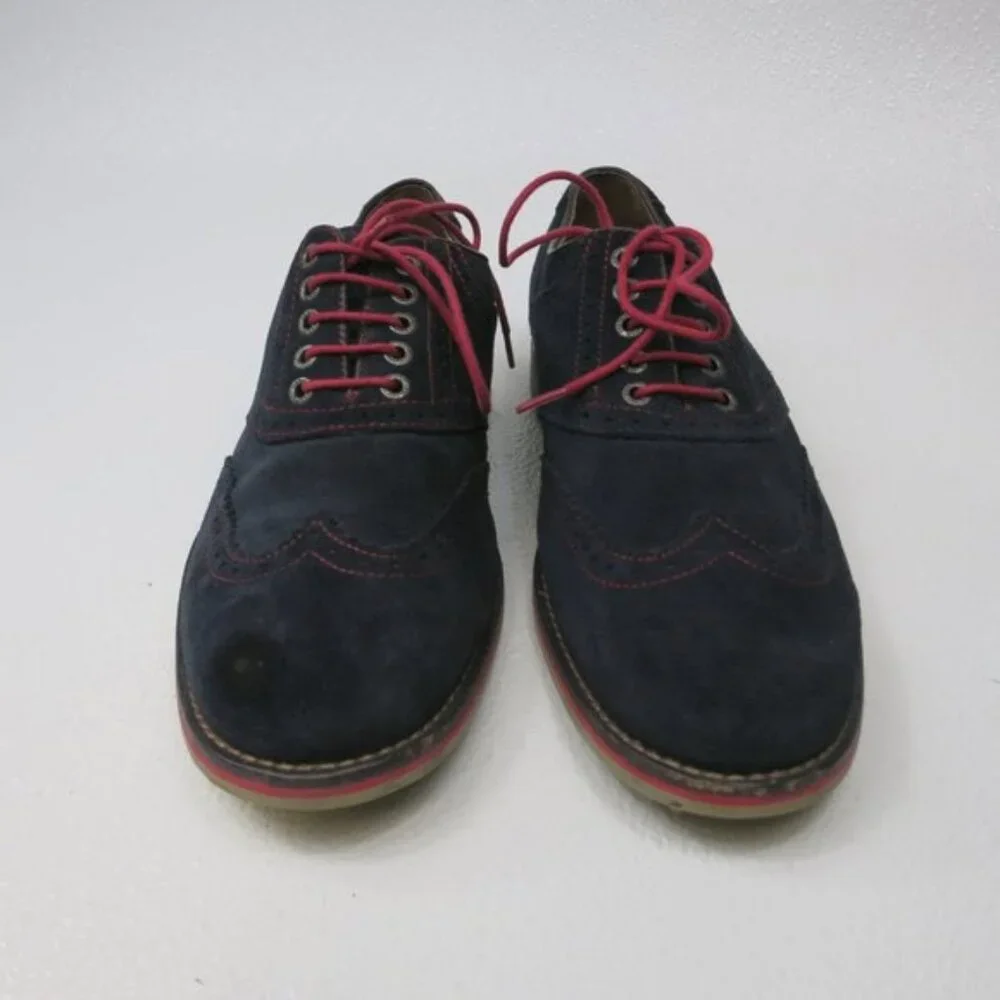 Johnston & Murphy Blue Suede Shoes Mens Wingtip Oxfords Dress Footwear Sz 8.5 M